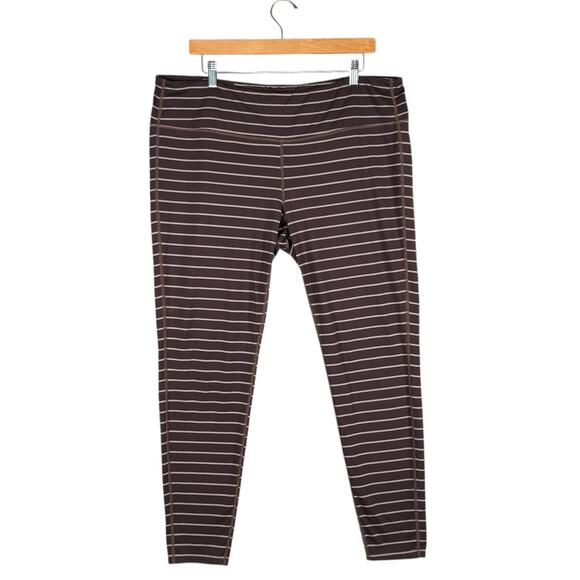 Athleta Leggings Brown Stripe Print  | Plus Size High Rise Active Pants | 1X - Picture 1 of 9